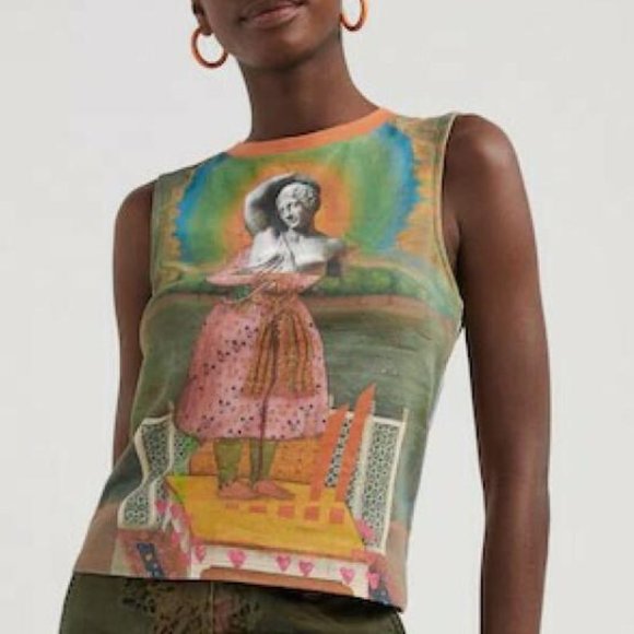Desigual T-Shirt Donna Clementine - Maniche Corte Con Ricami E Ovale Sul Retro